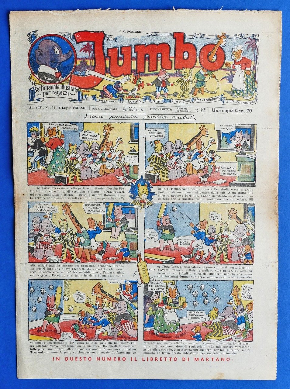 Settimanale illustrato per ragazzi - Jumbo - Anno IV - …