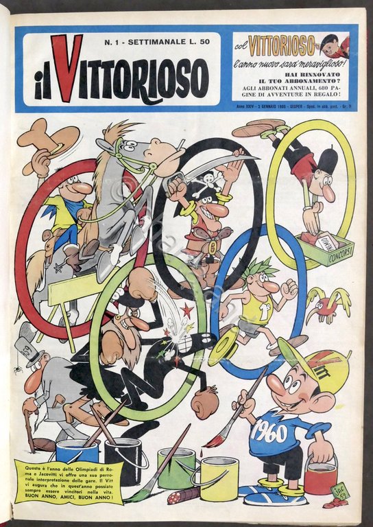 Settimanale per ragazzi Fumetti - Il Vittorioso - Anno completo 1960 - Jacovitti