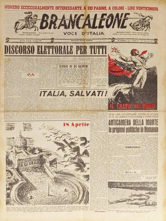 Settimanale Politico - Brancaleone N. 14-15 - 1948 Discorso Elettorale … | Immagine Gallery 1