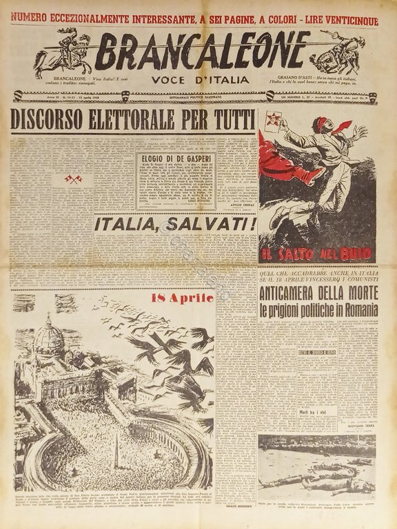 Settimanale Politico - Brancaleone N. 14-15 - 1948 Discorso Elettorale … | Immagine Gallery 2