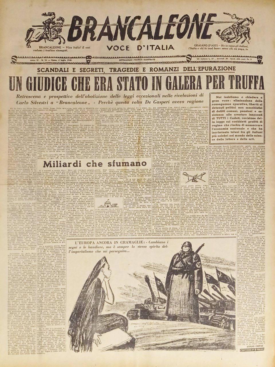 Settimanale Politico - Brancaleone N. 26 - 1948 Giudice in … | Immagine principale