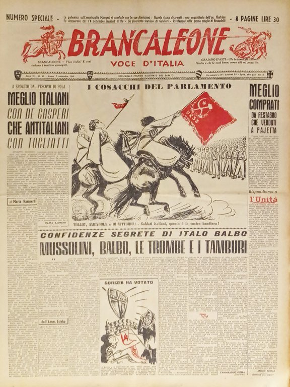 Settimanale Politico - Brancaleone N. 40 - 1948 I Cosacchi del Parlamento