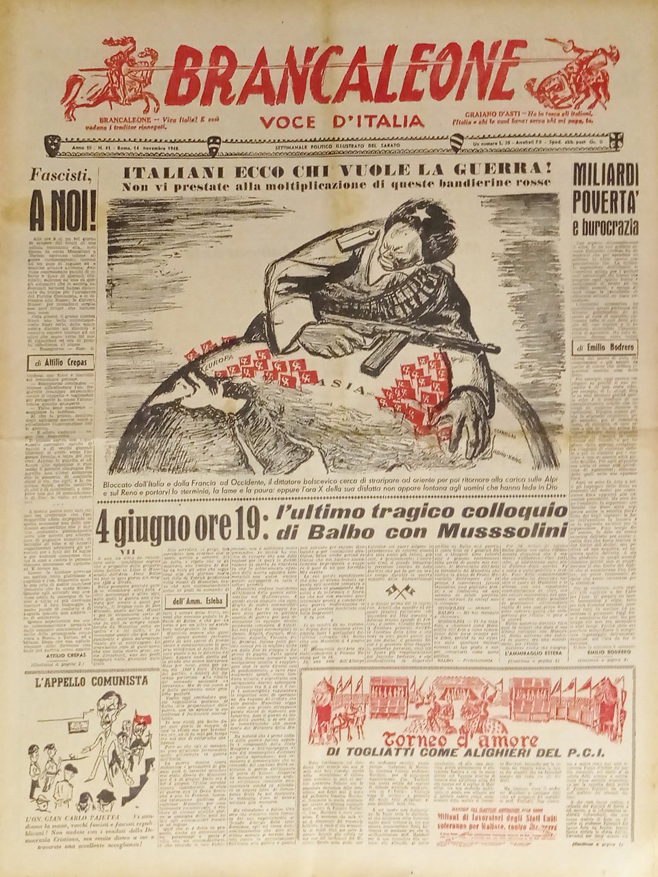 Settimanale Politico - Brancaleone N. 41 - 1948 Ecco chi … | Immagine principale