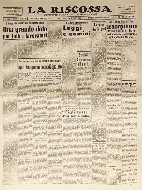 Settimanale RSI - La Riscossa N. 7 - 1944 I … | Immagine Gallery 2