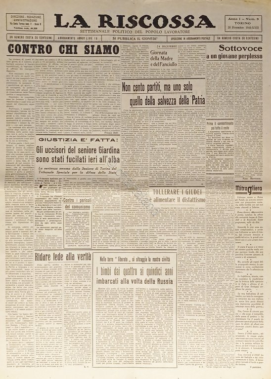 Settimanale RSI - La Riscossa N. 9 - 1943 Contro … | Immagine Gallery 2