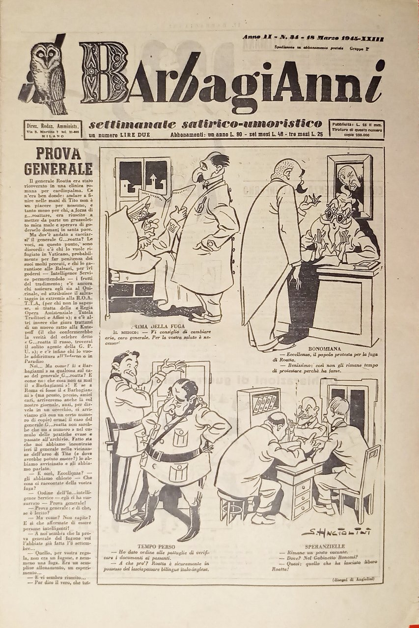 Settimanale Satirico-Umoristico - Il Barbagianni n. 34 - 1945 | Immagine principale