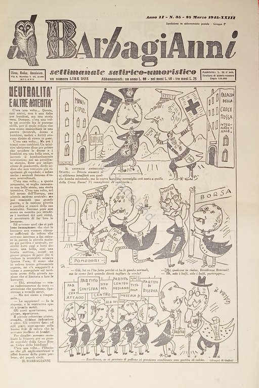 Settimanale Satirico-Umoristico - Il Barbagianni n. 35 - 1945 | Immagine Gallery 2