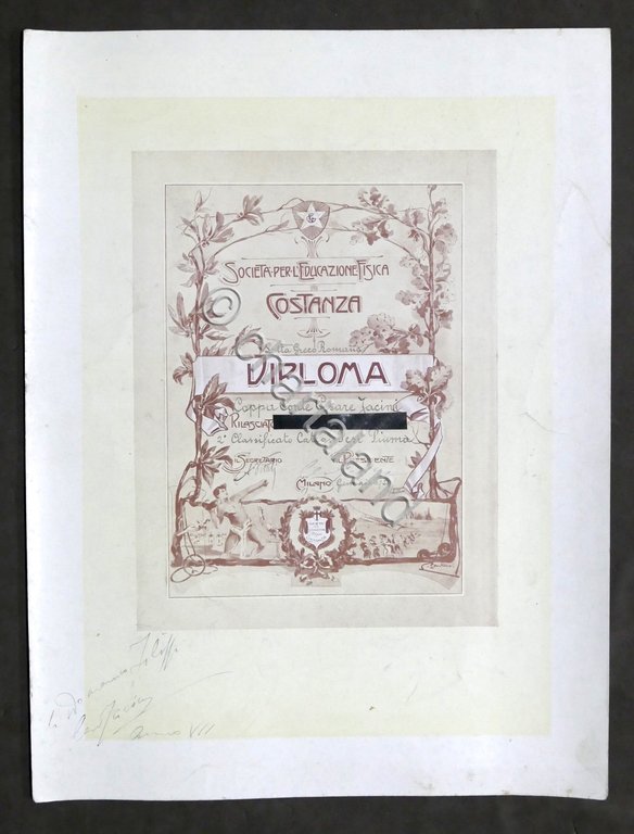 Soc. Educazione Fisica Costanza Milano - Diploma Lotta Greco Romana …