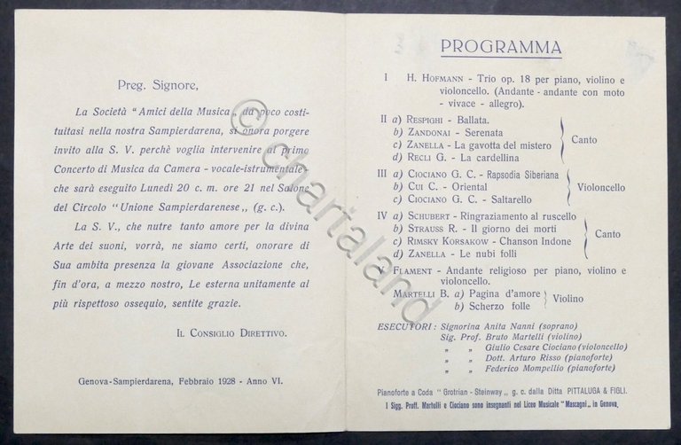 Società Amici della Musica - Genova - Concerto Inaugurale - …