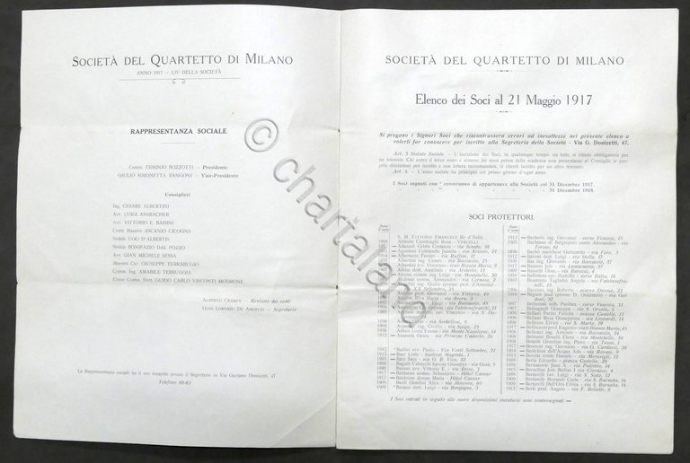 Società del quartetto di Milano - Elenco dei soci al …