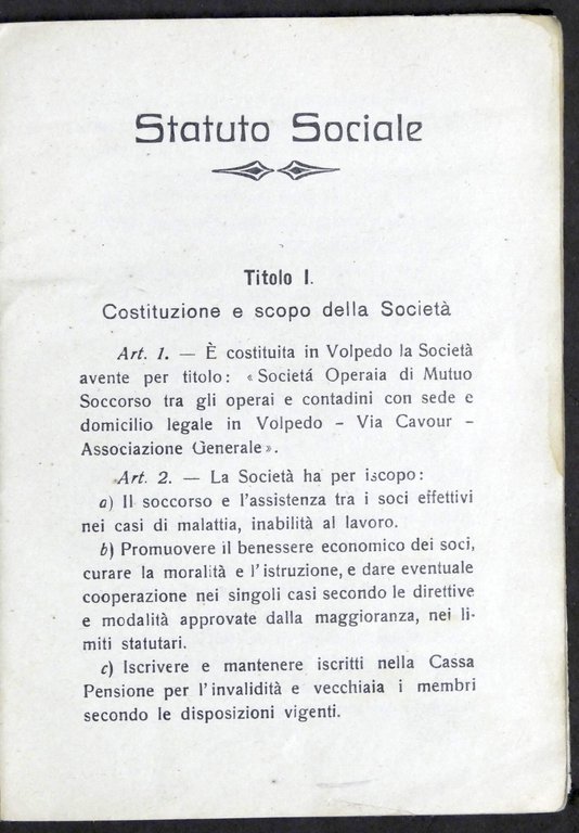 Società Operaia Mutuo Soccorso tra Operai e Contadini - Volpedo …