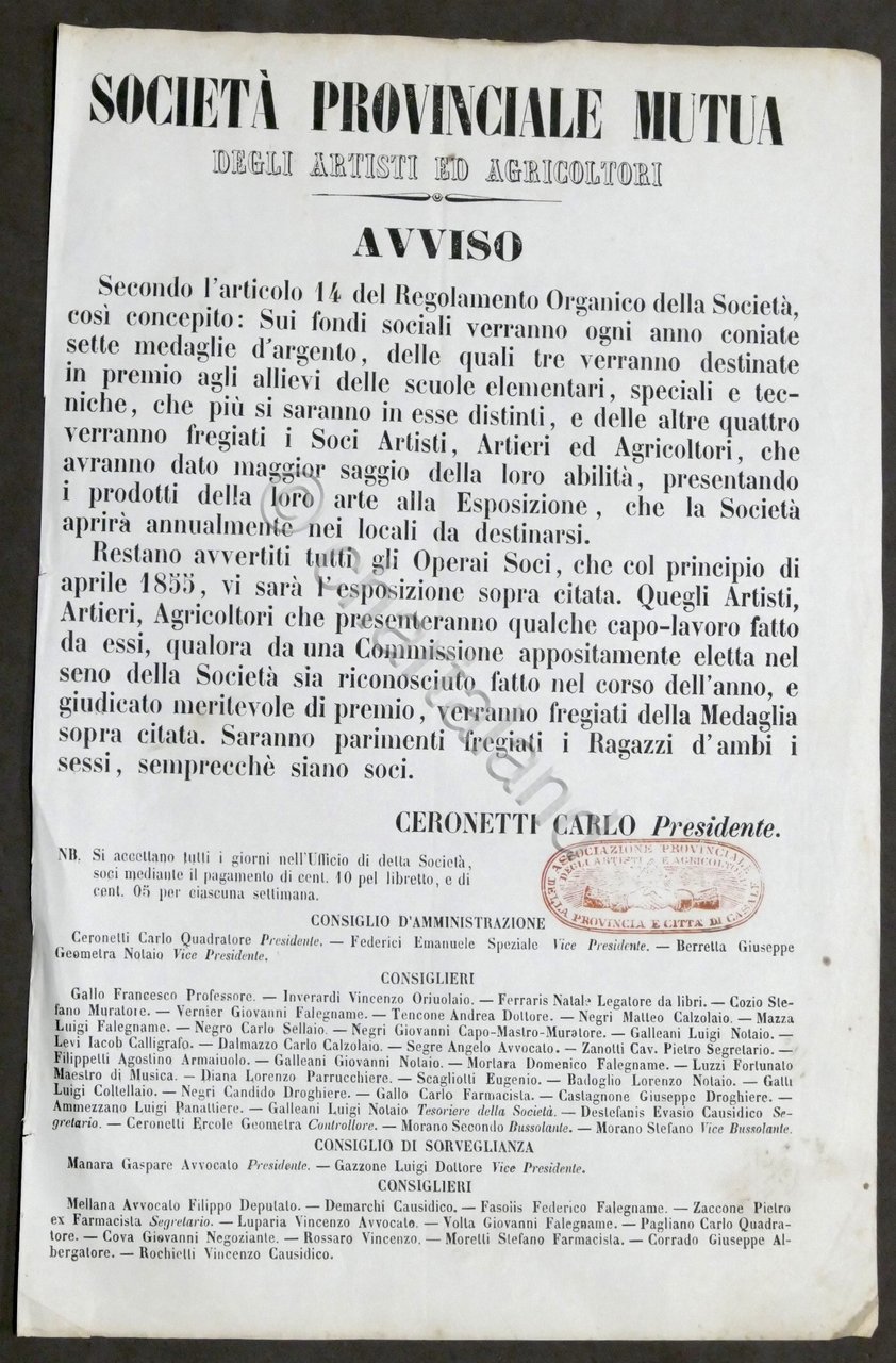 Società Provinciale Mutua Artisti e Agricoltori di Casale - Avviso …