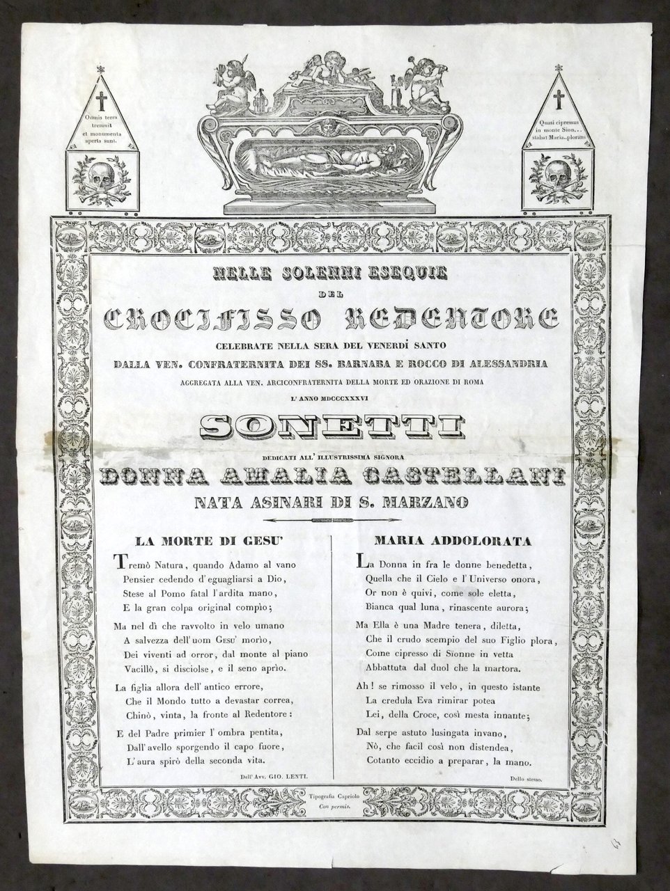 Sonetti dedicati a Donna Amalia Castellani nata Asinari di S. … | Immagine principale