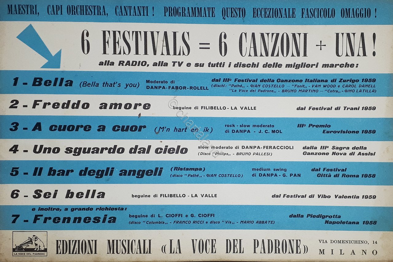 Spartiti - 6 Festivals = 6 Canzoni +Una! - 1959 | Immagine principale