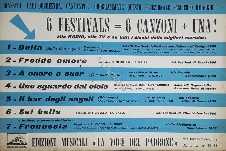 Spartiti - 6 Festivals = 6 Canzoni +Una! - 1959 | Immagine Gallery 2