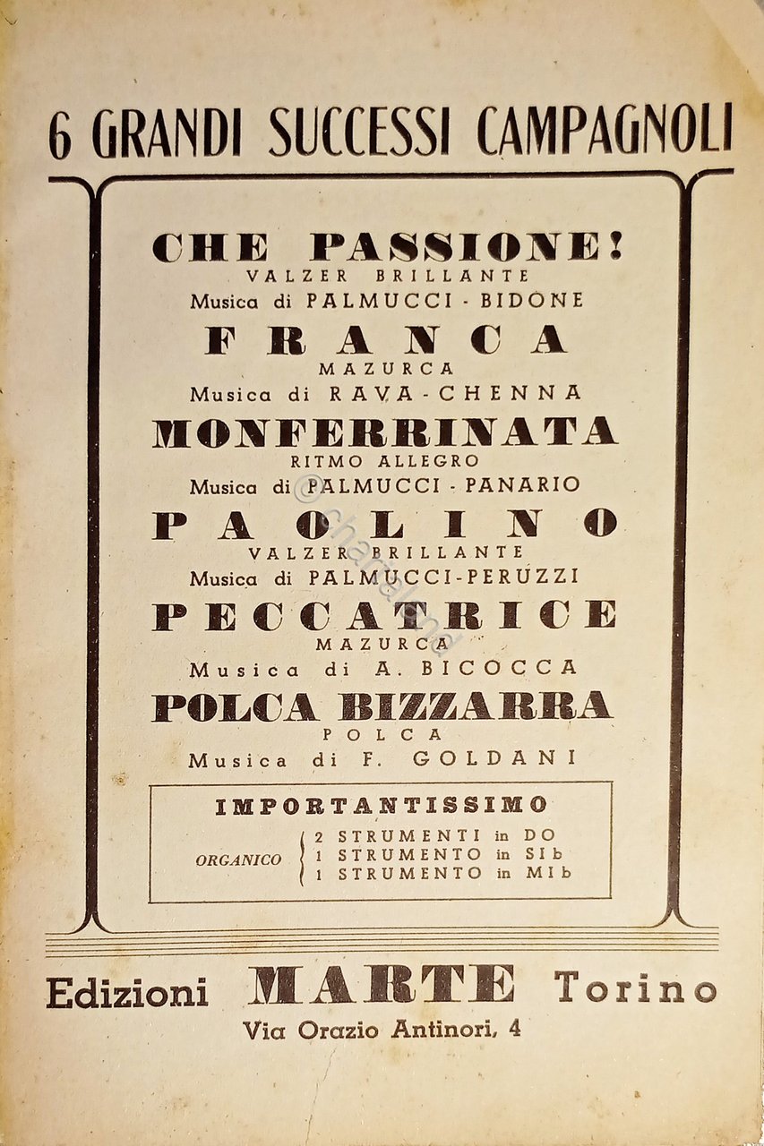 Spartiti - 6 Grandi Successi Campagnoli - 1952 | Immagine principale