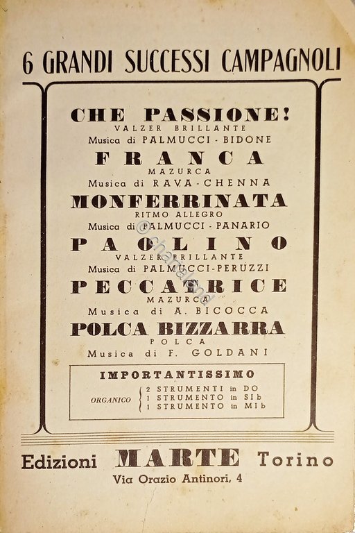 Spartiti - 6 Grandi Successi Campagnoli - 1952 | Immagine Gallery 2