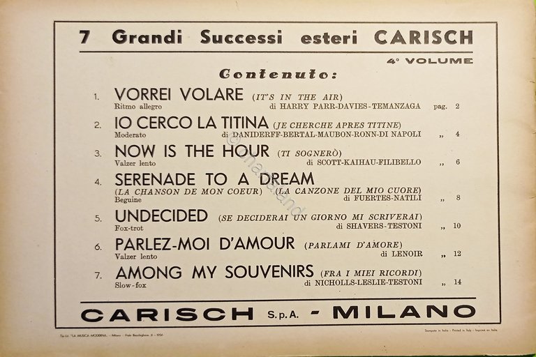 Spartiti - 7 Grandi Successi Esterni - Carisch in Tasca …