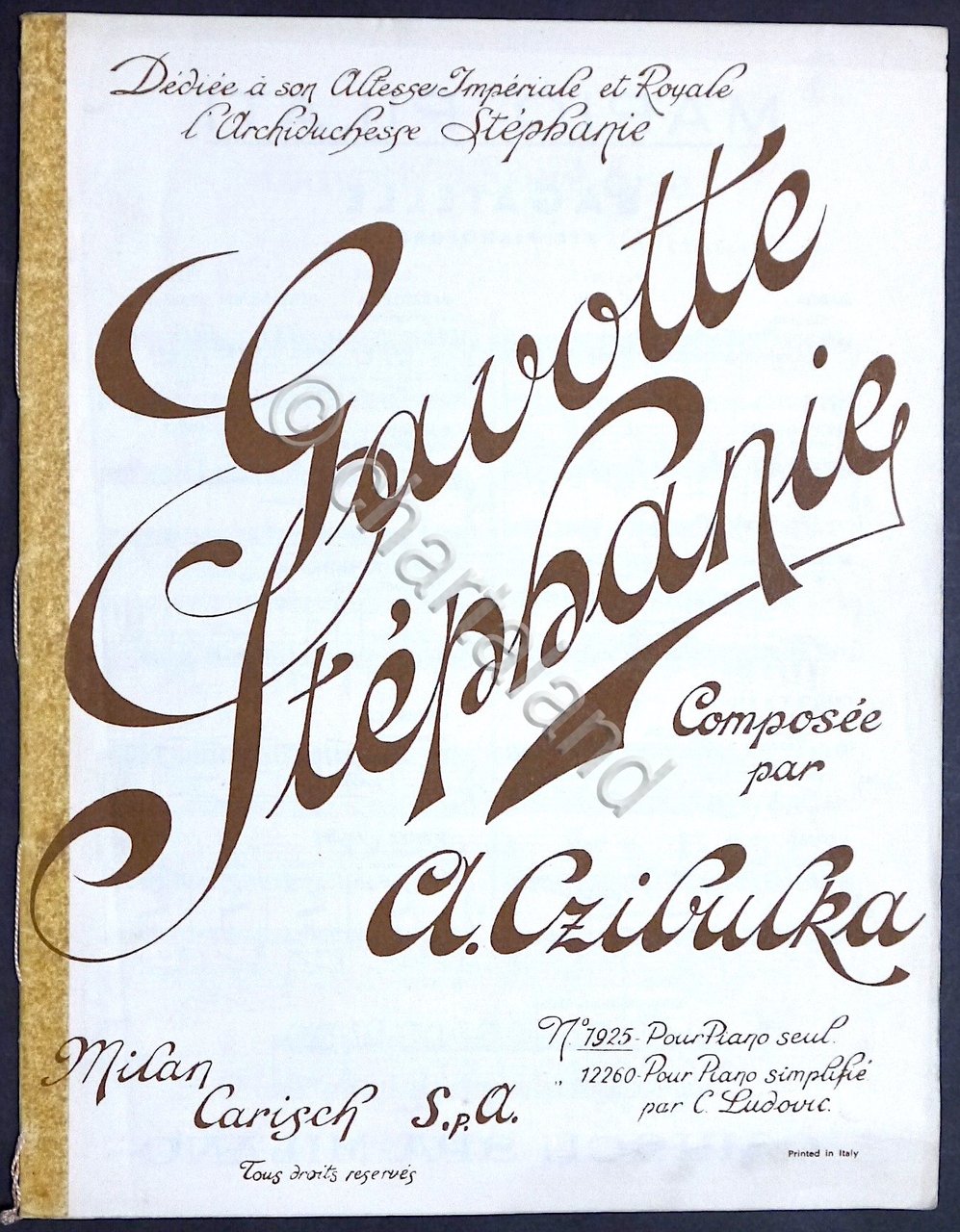 Spartiti - A. Czibulka - Gavotte-Stéphanie - Ed. Carisch | Immagine principale