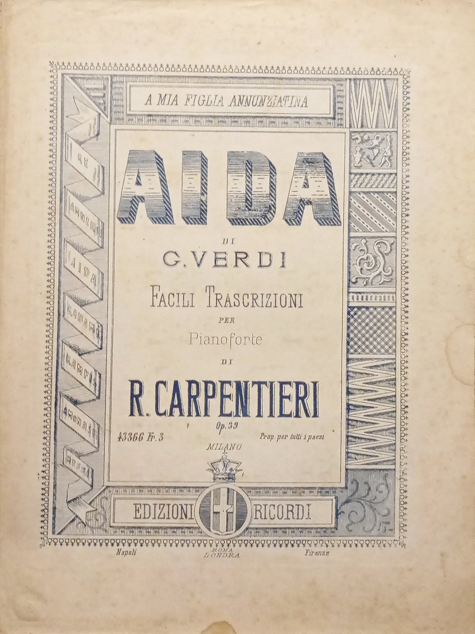 Spartiti - Aida di G. Verdi per Pianoforte di R. …