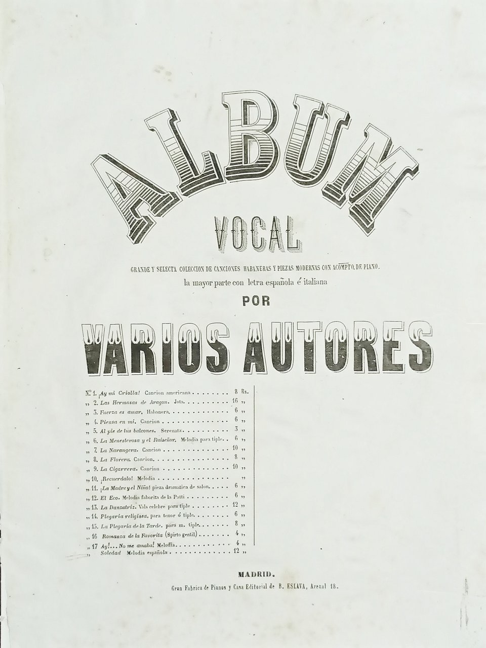 Spartiti - Album Vocal - Soledad - Melodia espanola de … | Immagine principale