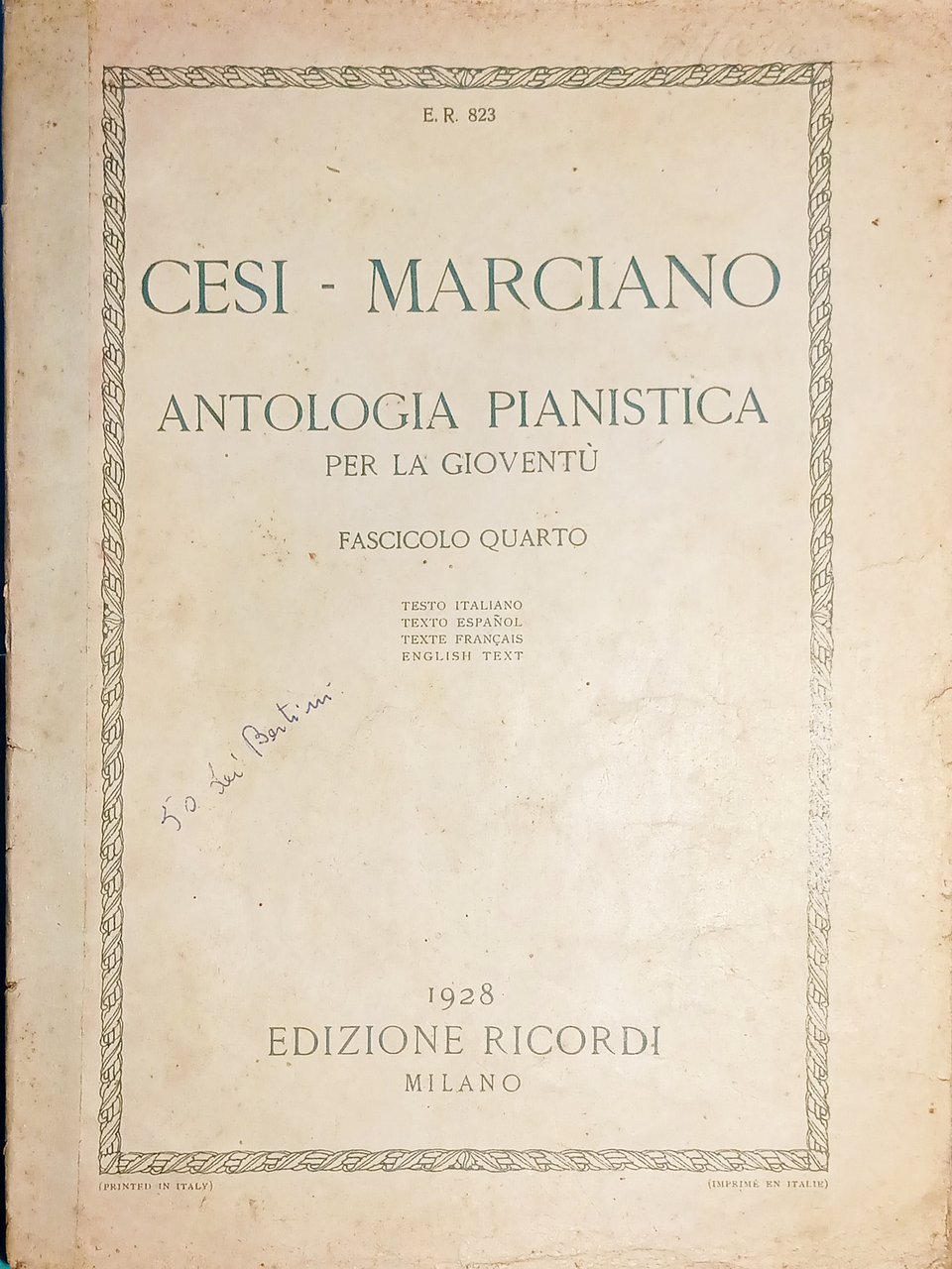 Spartiti - Antologia Pianistica per la Gioventù - S.Cesi ed …