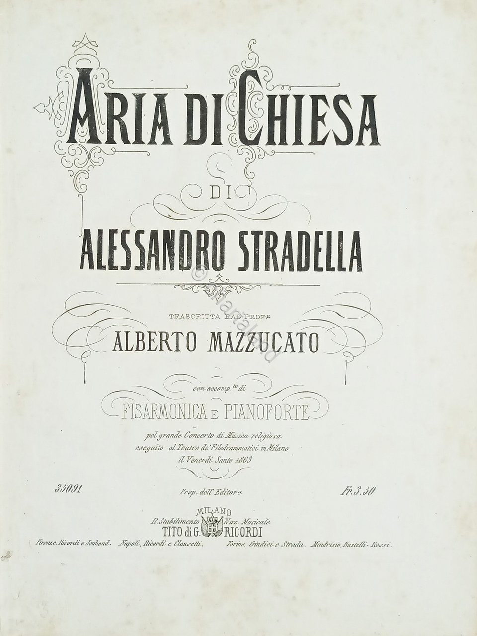 Spartiti - Aria di Chiesa di A. Stradella con accomp. …