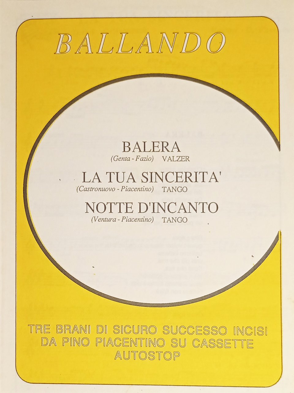 Spartiti - Balera (Valzer) - La tua sincerità (Tango) - … | Immagine principale