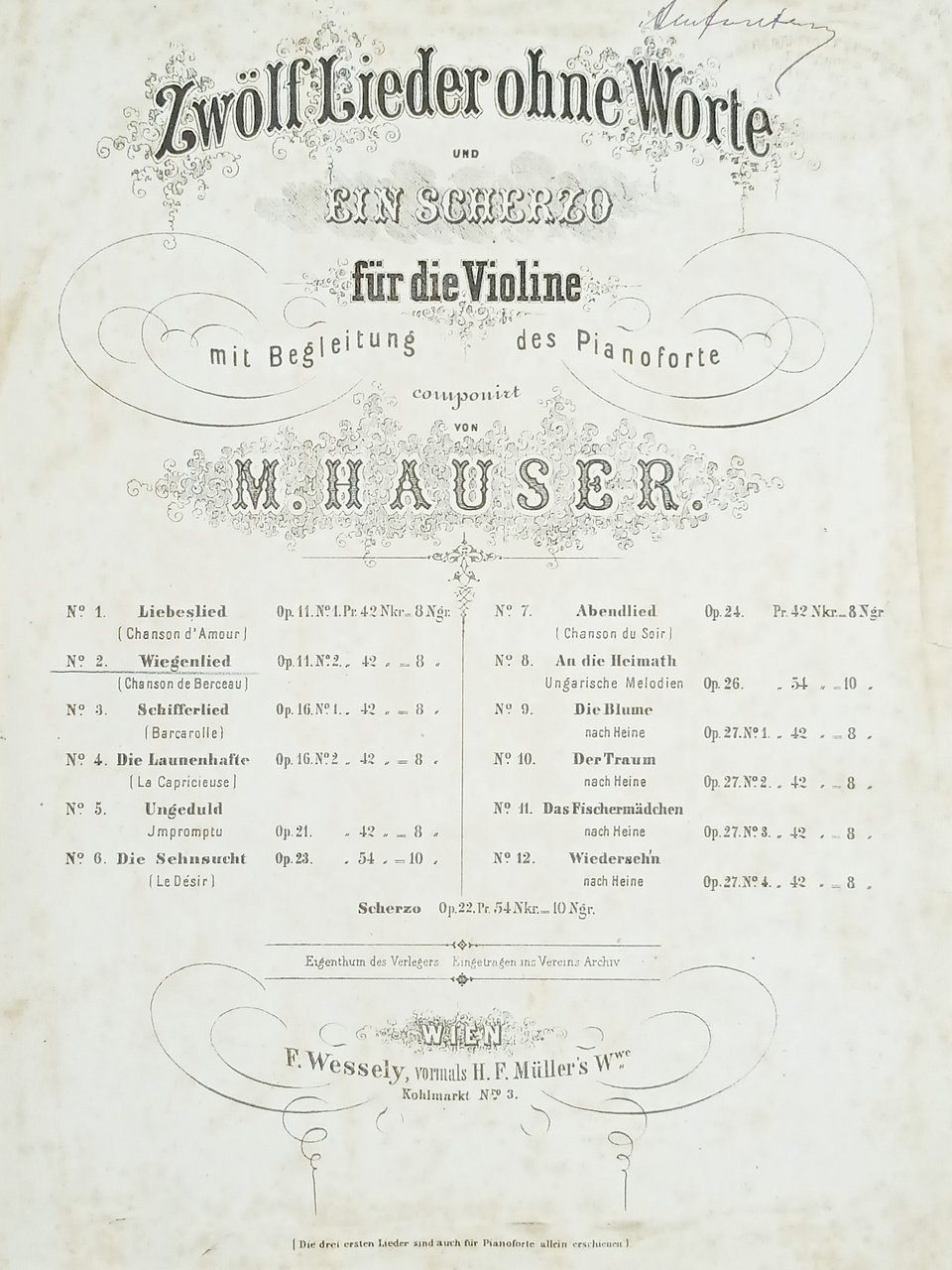 Spartiti - Barcarole von M. Häuser für die Violine - … | Immagine principale