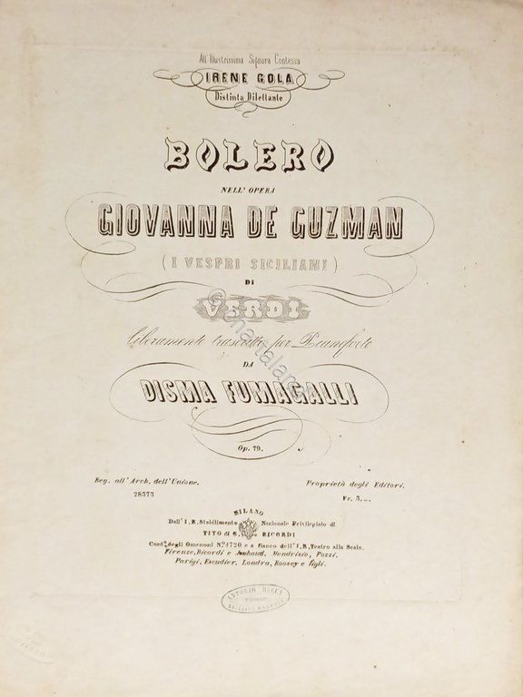 Spartiti - Bolero nell'Opera Giovanna De Guzman di Verdi - … | Immagine Gallery 2