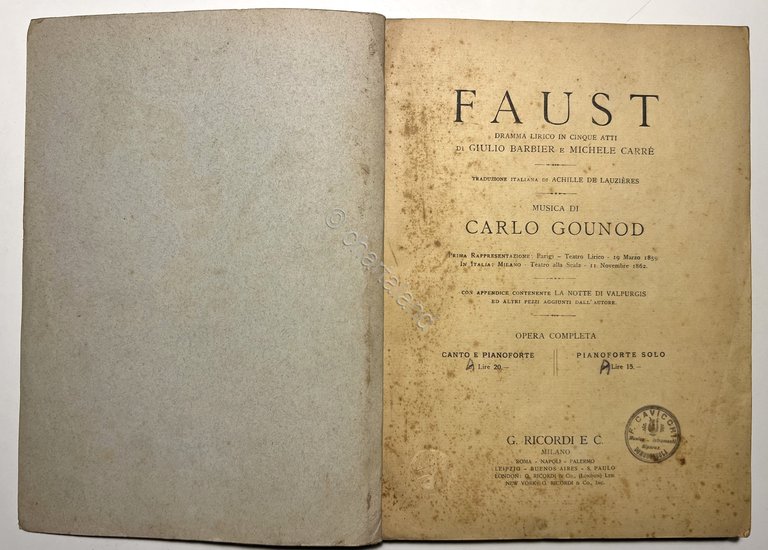Spartiti - C. Gounod - Faust - Dramma Lirico in …