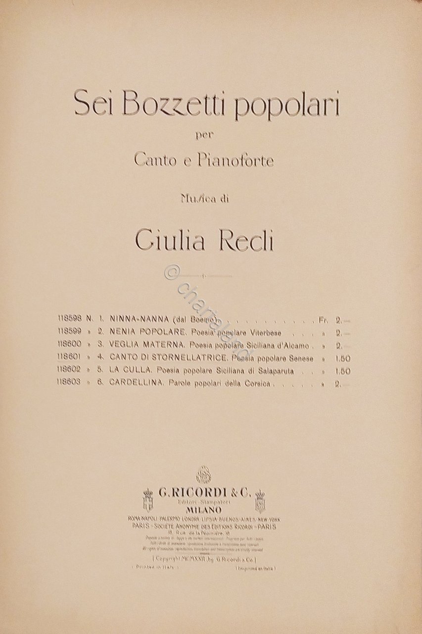 Spartiti - Canto di Stornellatrice - Poesia Popolare Senese - …