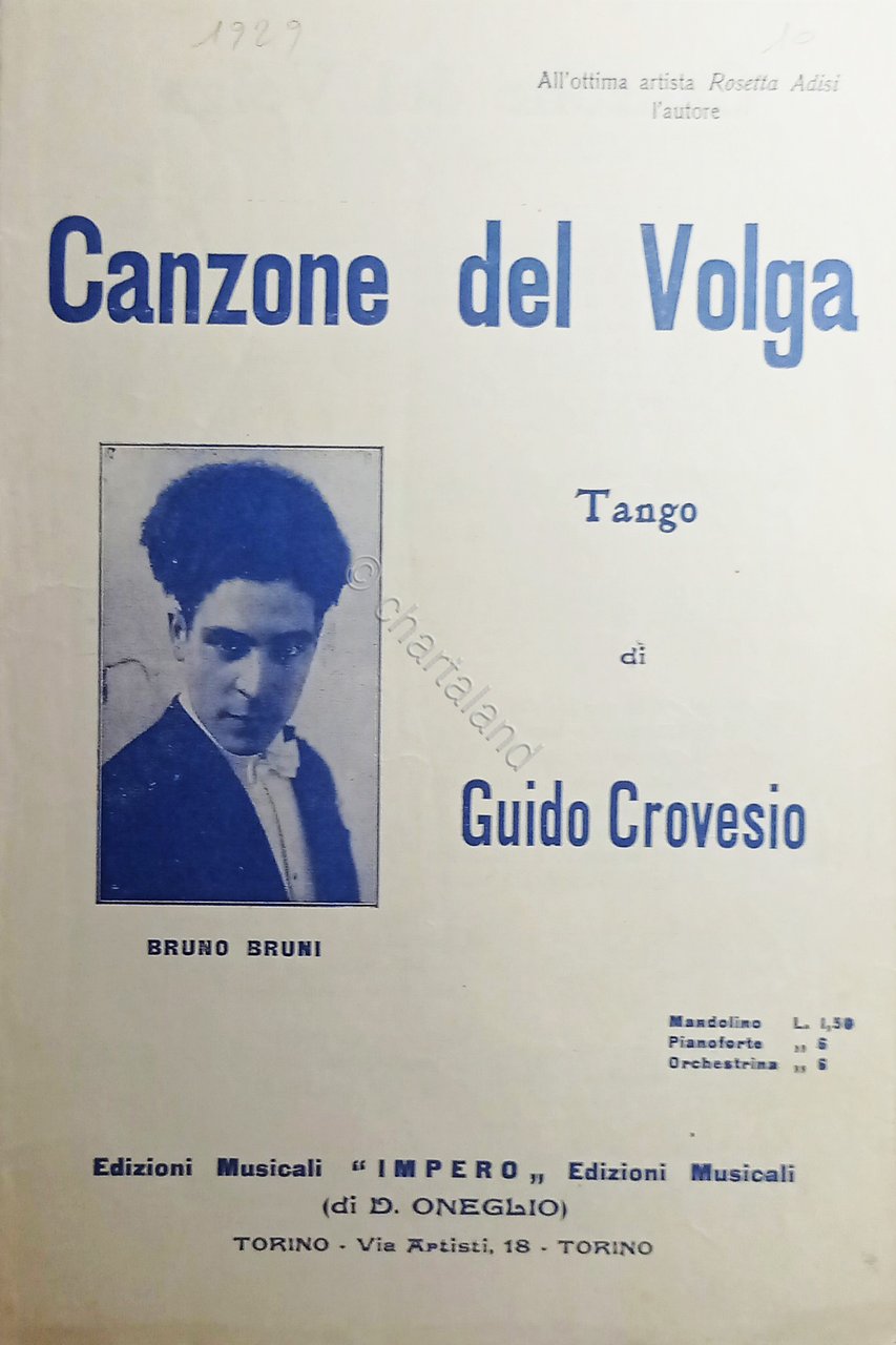 Spartiti - Canzone del Volga - Tango di G. Crovesio …