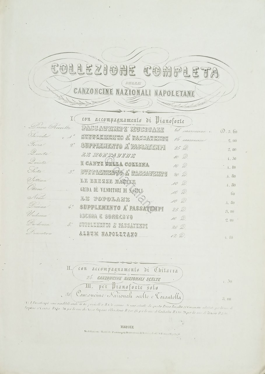 Spartiti - Canzone Napoletana di S. Sarmiento - Lu Vasillo …