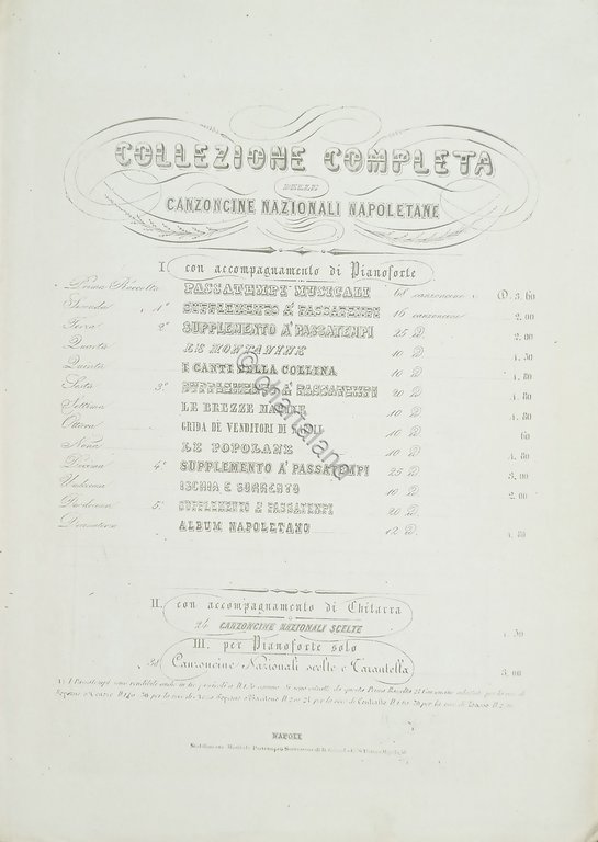 Spartiti - Canzone Napoletana di S. Sarmiento - Lu Vasillo …