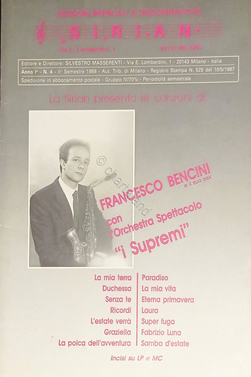 Spartiti - Canzoni di Francesco Bencini con l'Orchestra Spettacolo I …