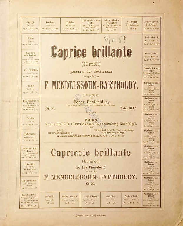 Spartiti - Caprice Brillante pour Piano par F. Mendelssohn-Bartholdy