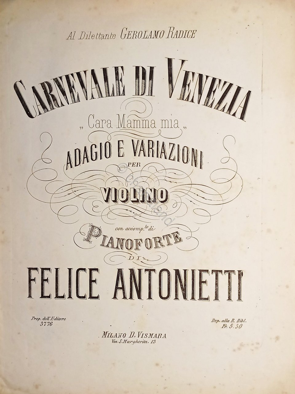 Spartiti - Carnevale di Venezia - Adagio e Variazioni per …
