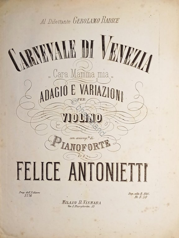 Spartiti - Carnevale di Venezia - Adagio e Variazioni per …