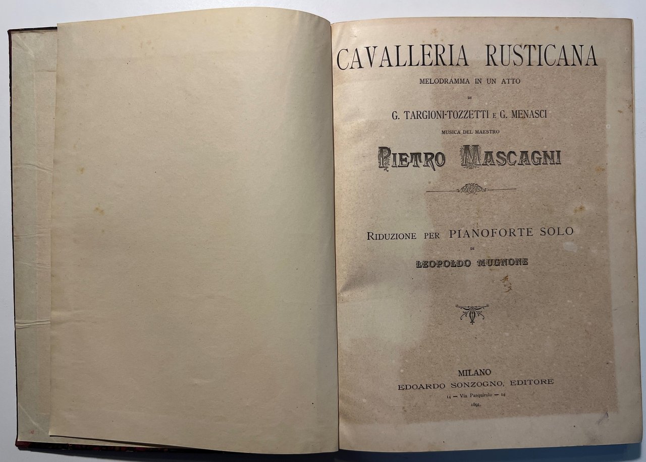 Spartiti - Cavalleria Rusticana - Melodramma per Piano di P. … | Immagine principale