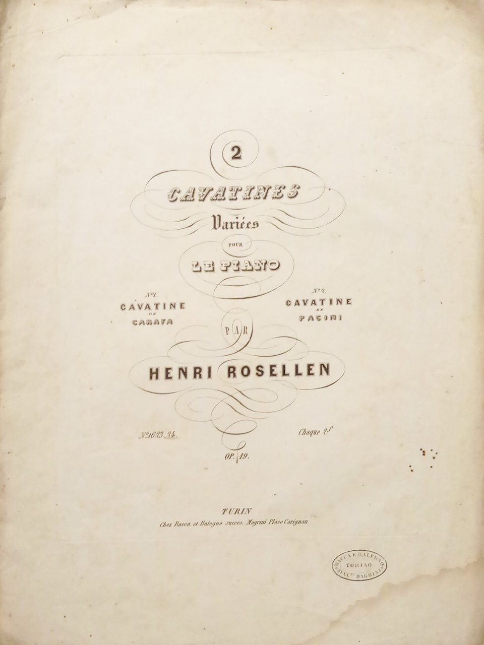 Spartiti - Cavatines De La Noire de Pacini pour le … | Immagine principale