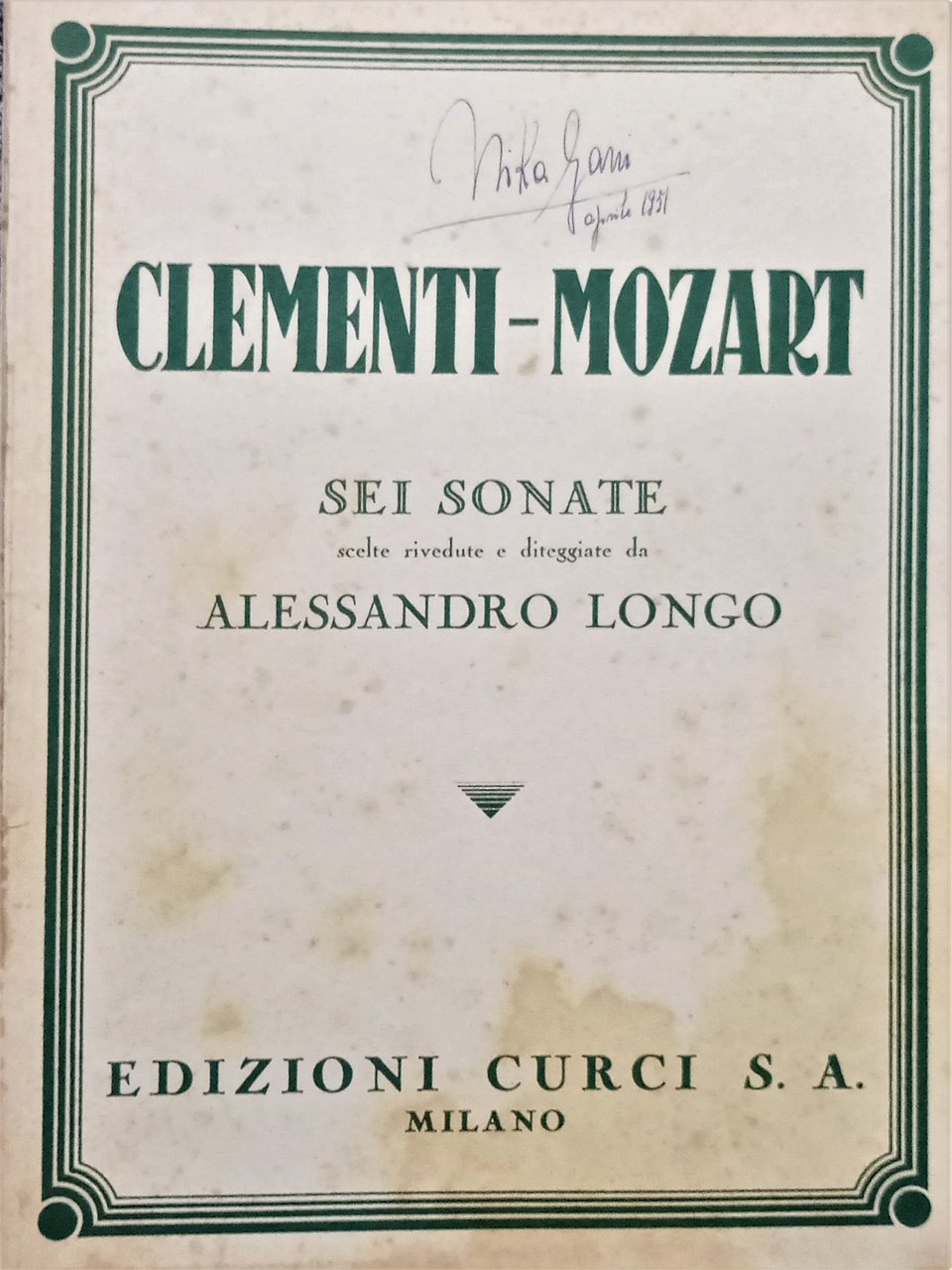 Spartiti - Clementi - Mozart - Sei Sonate scelte rivedute …