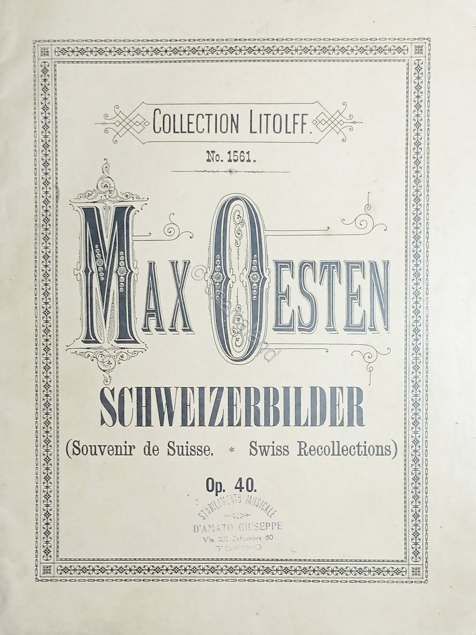 Spartiti - Collection Litolff N. 1561 - Max Oesten - …