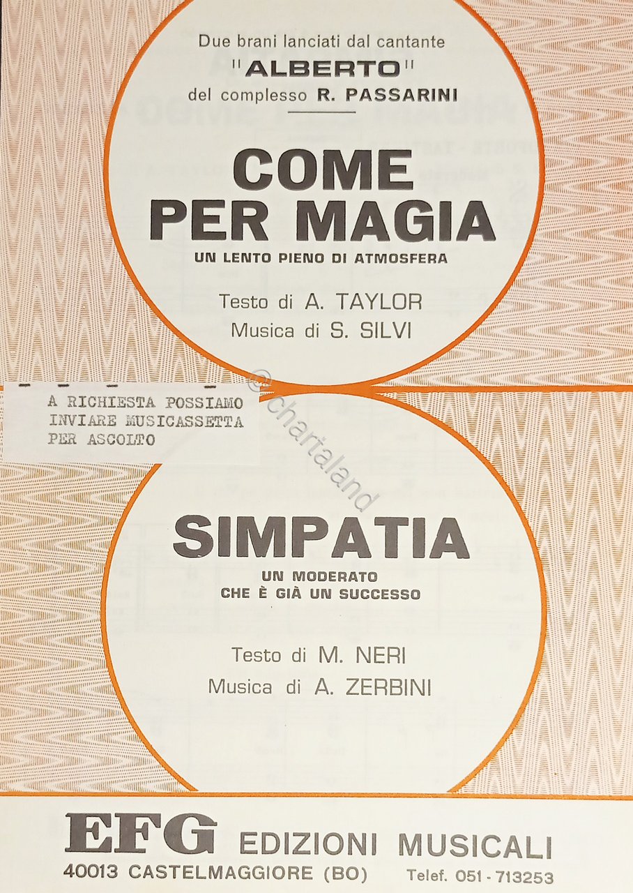 Spartiti - Come per Magia di S. Silvi - Simpatia …