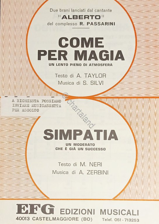 Spartiti - Come per Magia di S. Silvi - Simpatia …