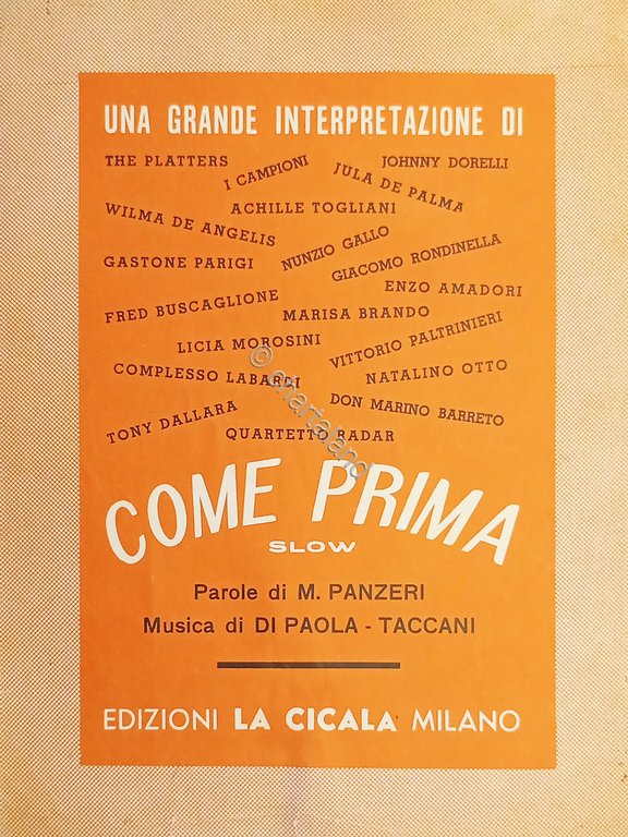 Spartiti - Come Prima - Slow di S. Taccani - …