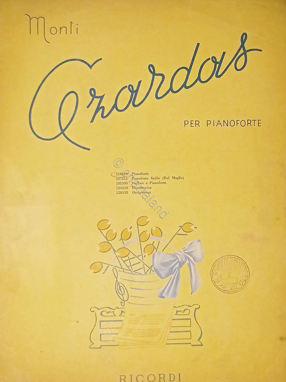 Spartiti - Czardas per Pianoforte di V. Monti - 1922
