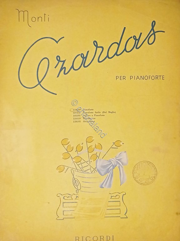 Spartiti - Czardas per Pianoforte di V. Monti - 1922