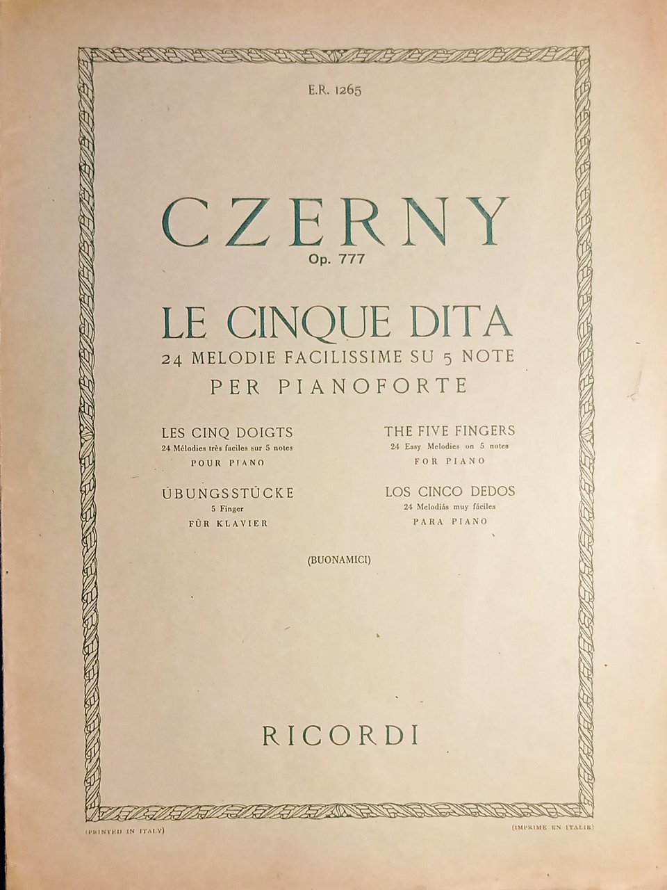 Spartiti - Czerny Op.777 - Le Cinque Dita - 24 …