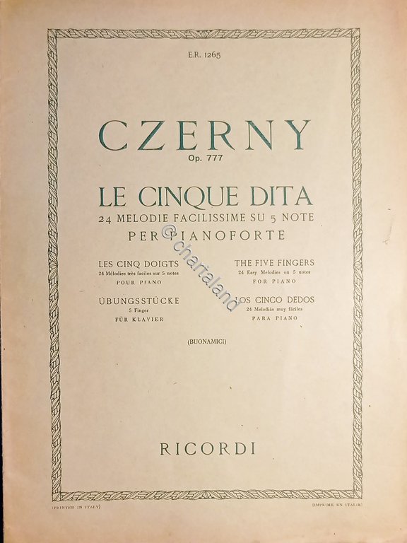 Spartiti - Czerny Op.777 - Le Cinque Dita - 24 …